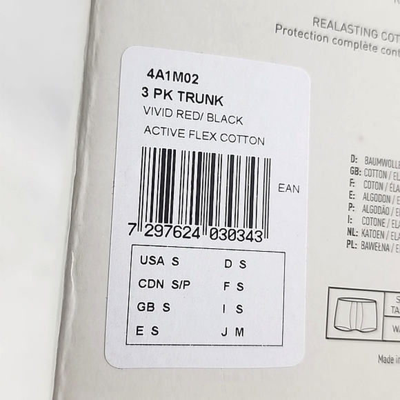 NWT Adidas Men's 3 Pack Trunk Active Flex Cotton Red Black Size Small - Picture 4 of 8